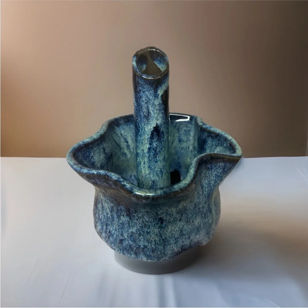 Artistic Blue Ceramic Centerpiece signed - Picture 1 of 6